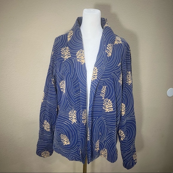 Rara Avis By Iris Apfel Blue Jacket All Over Embroidery Sashiko Wearable Art XL - Picture 3 of 12